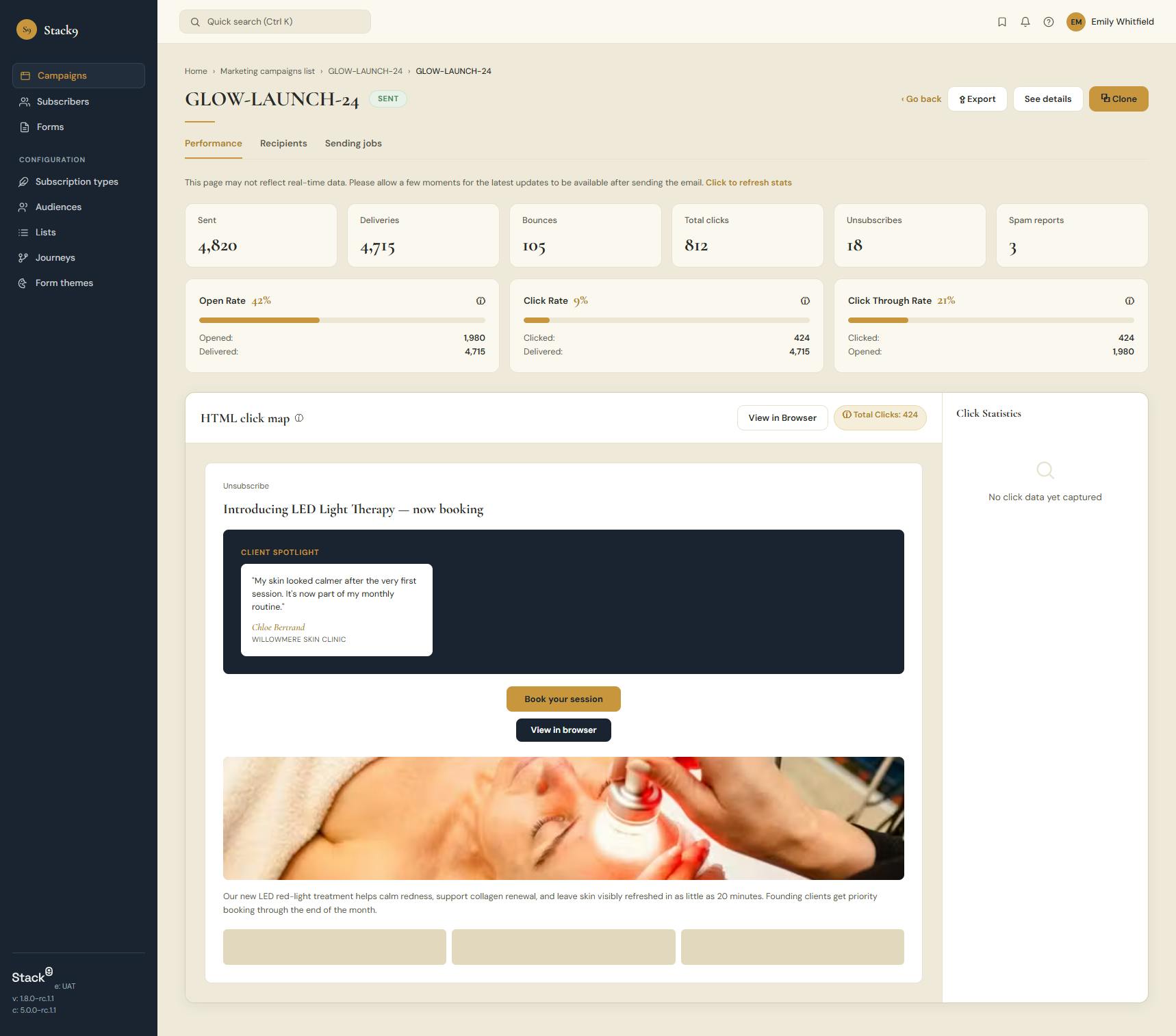 Stack9 email builder for aesthetic nurses
